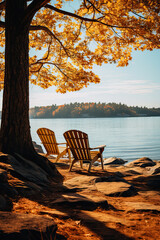 Fototapeta premium autumn landscape, trees by the river