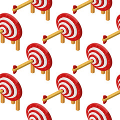 Pattern of archery targets in isometry on a white background. Vector