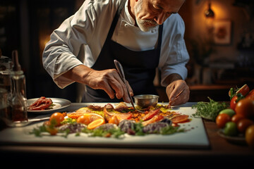 Obraz na płótnie Canvas chef skillfully prepared a gourmet meal for the restaurant