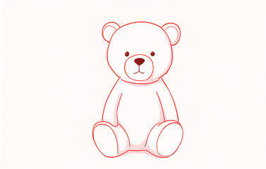 Illustration of a cute teddy bear isolated on a white background. Coloring page outline