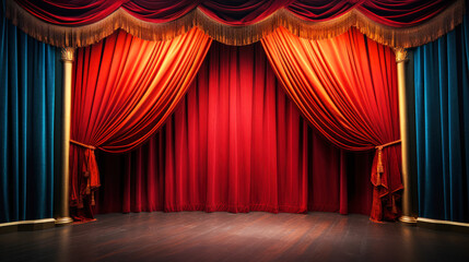 theater or opera stage with curtains  - obrazy, fototapety, plakaty