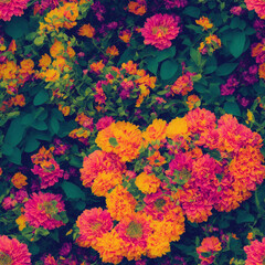 Obraz na płótnie Canvas Colorful Retro Flowers Seamless Pattern Colorful Digital Background Floral Design - ai generated