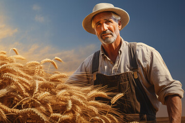 farmer worked tirelessly to harvest crops from his vast fields