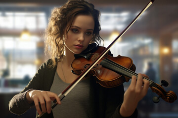 Fototapeta premium musician played a soulful melody on her violin