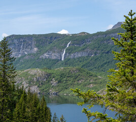 Landscape photo of lake and mountains