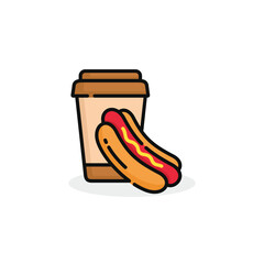 Hot dog and drink vector illustration. Fast food icon isolated on white background