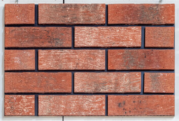 Close up of brick wall, example of facing material. Real photography