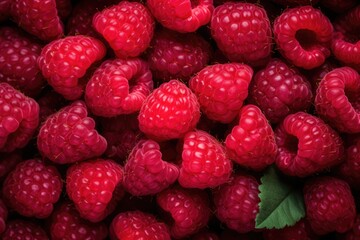 Top view of fresh raspberries