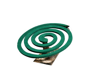 Spiral green Mosquito coils on png background, Mosquito repellent smoke.