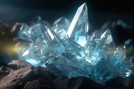 Close up view of blue gemstones