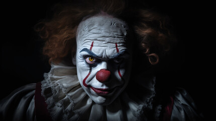Picture of a clown in the shadows.