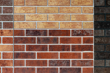 Close up of brick wall, example of facing material. Real photography