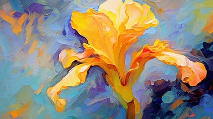 Iris flower post impressionist style vibrant express.Generative AI - obrazy, fototapety, plakaty