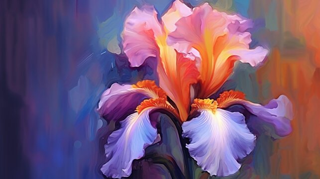 Iris flower post impressionist style vibrant express.Generative AI