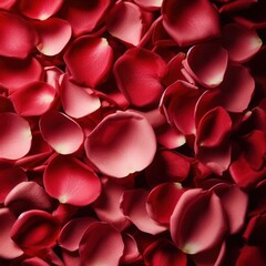 A romantic background of red rose petals.