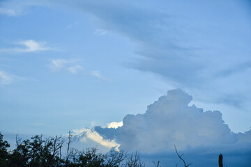 Cloudy blue sky abstract background, blue sky background with tiny clouds. 