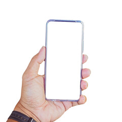 Hands operating mobile phones on transparent background PNG