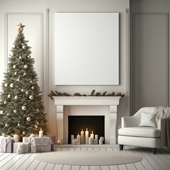 Christmas themed white blank canvas mokup