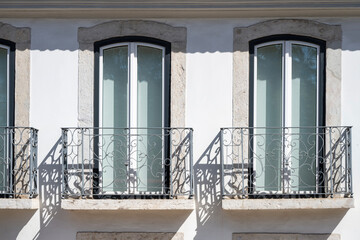 Facades of buildings in the heart of Lisbon in Portugal