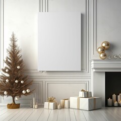 Christmas themed white blank canvas mokup