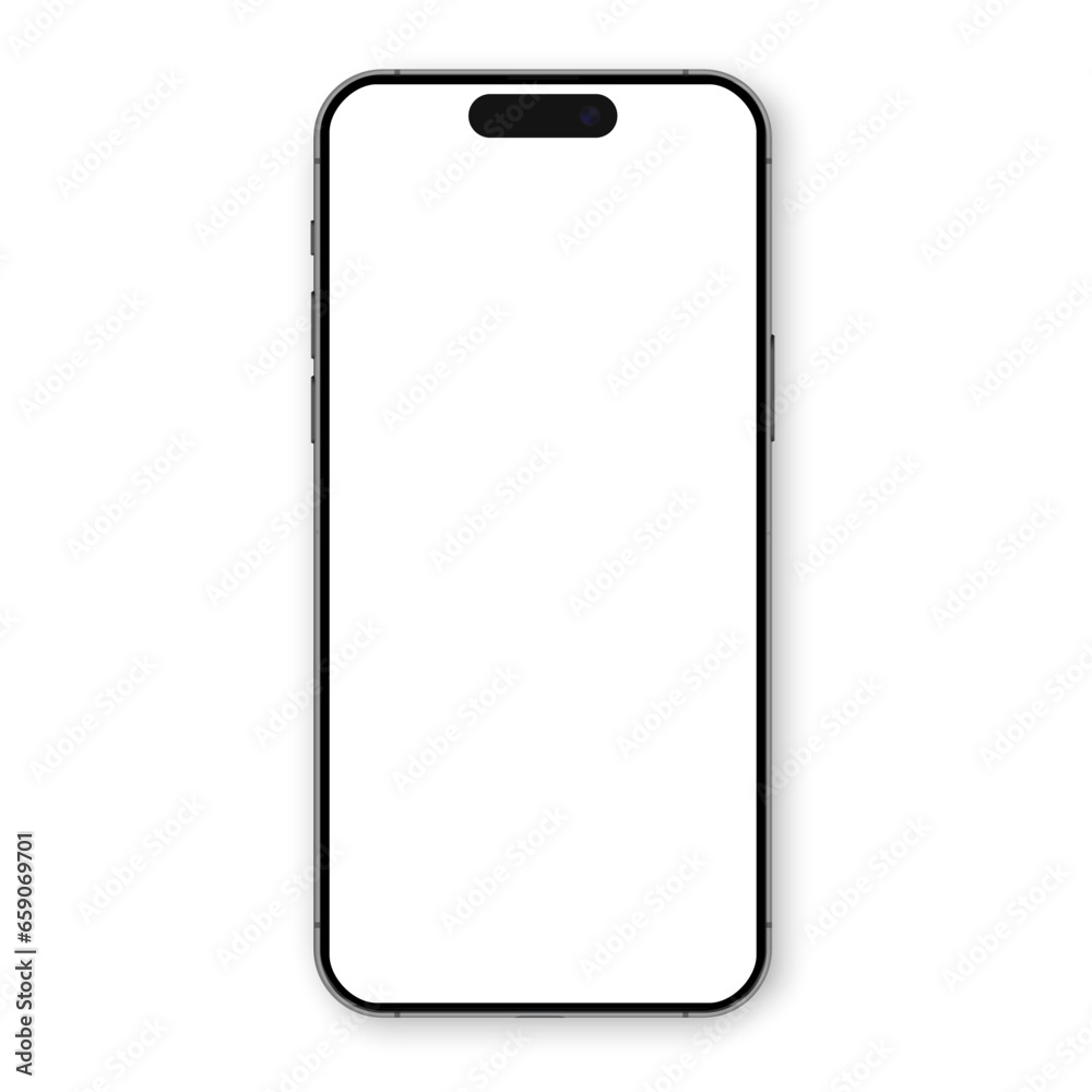 Poster smartphone model with shadow on transparent background. 3d mobile phone with transparent screens. sm
