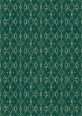 Hand-drawn unique abstract seamless ornament. Light green on a darker cold green background, with splatters of golden glitter. Paper texture. Digital artwork, A4. (pattern: p12f)