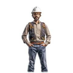 Engineering man isolated on transparent background, Generative ai. 