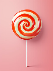 Tasty lollipop isolated on solid color background. Lollipop in the form of a spiral.