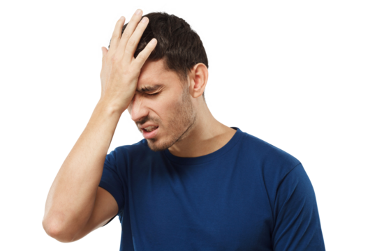 Young man doing facepalm gesture with hand