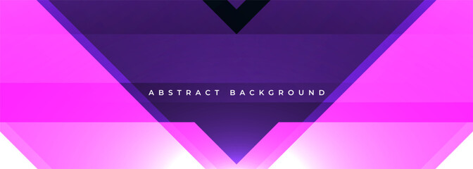 Pink and purple abstract background with geometric triangle shapes. Wide futuristic illustration vector banner.