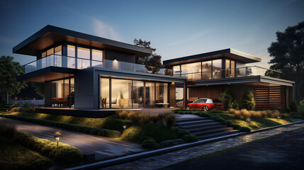 Fototapeta na wymiar 3d rendering of a modern house