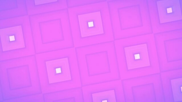 Square shapes tiles morphing. Soft pink, white, lilac, purple abstract motion background. Animated geometric pattern for intro, opener, digital cover. Transition from tetragonal grid to white backdrop