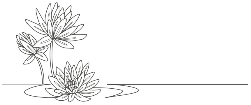 Lotus flower line art style vector illustration