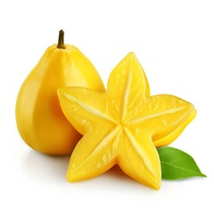 Ripe Star fruit with slice isolated on white background