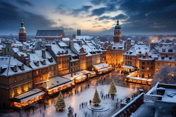 Polish cities bathed in resplendent lights exude mesmerizing Christmas magic under snowy skies 