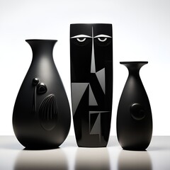 set of vases isolated on white