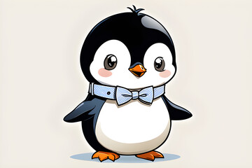 a baby penguin in suspenders. Generative AI