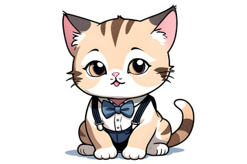 a baby cat in suspenders. Generative AI