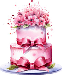 Watercolor birthday cake dessert clip art, Watercolor cakes clip art, birthday clipart, dessert illustration, sweets, bakery, cake clipart, cake logo design, wedding cake.