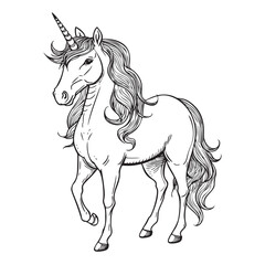 Black and white unicorn silhouette illustration vector illustration
