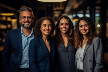 Smiling successful multiethnic business team posing for the camera 