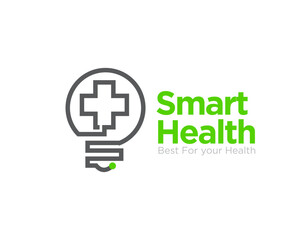smart health logo designs for medical service with lamp figure