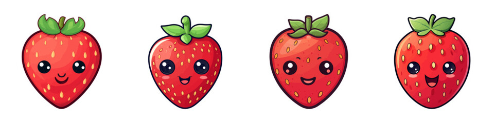 Cute strawberry set. Vector illustration