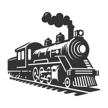 Locomotive silhouette on a white background. Vector illustration
