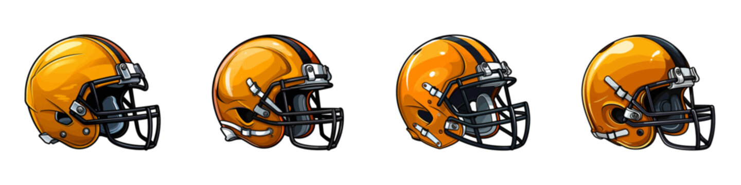 Cartoon NFL helmet set. Vector illustration