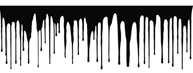Black dripping ink color isolated on transparent background PNG - obrazy, fototapety, plakaty
