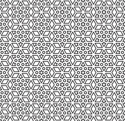 Seamless geometric ornament based on traditional islamic art. Black and white.