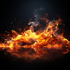Fototapeta na wymiar Fire , Flame has burn on the black background, 