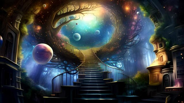 Stairway to Imagination, Learning, and Wonder: An Interstellar Portal, Animation, Generative AI