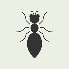 Black and white insect icon ant